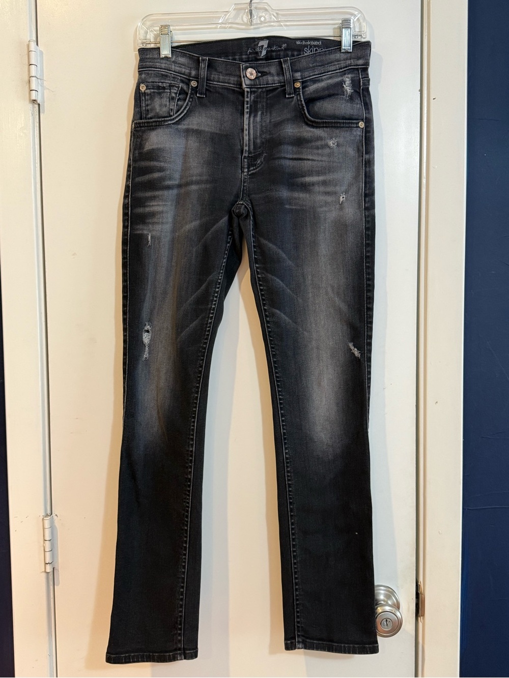 7 For All Mankind Black/Grey Washed Relaxes Slim Jeans